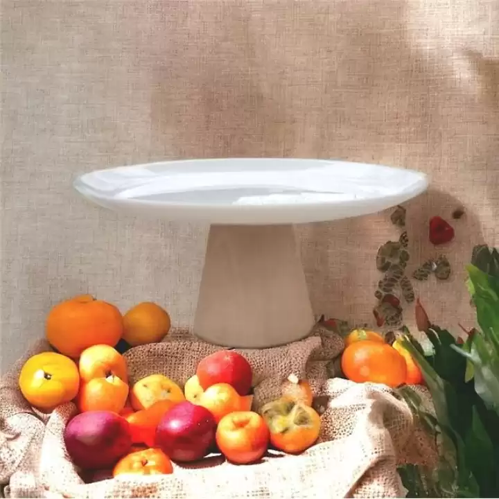 Akayev Ahşap Konik Ayaklı Beyaz 25 Cm Sunumluk