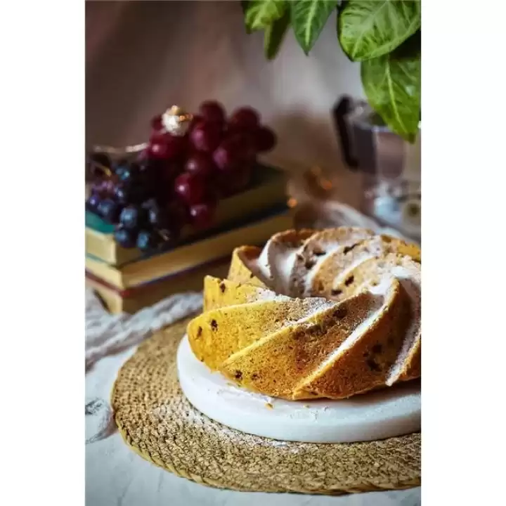 Akayev Mermer 28 Cm Kalın Beyaz Sunum Tabağı Yağ Standı