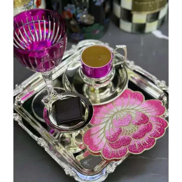 Agbtrend Tekli Pembe Gül Nakışlı Sunum ve Kokteyl Peçetesi
