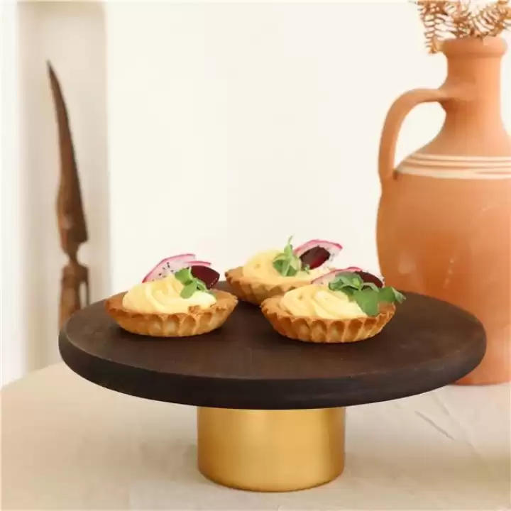 Akayev Ahşap 28 Cm Metal Ayaklı Sunum Tabağı