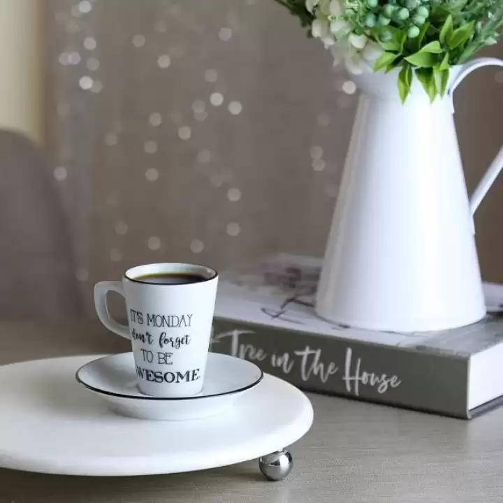 Akayev Mermer Beyaz 25 Cm Gümüş Boncuk Ayak Yuvarlak Sunumluk
