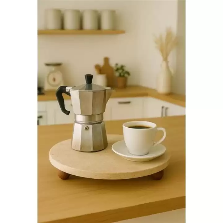 Akayev Traverten 19 Cm Ahşap Boncuk Ayaklı Sunumluk