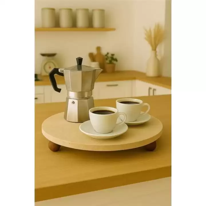 Akayev Traverten 25 Cm Ahşap Boncuk Ayaklı Sunumluk