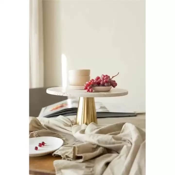 Akayev Traverten 25 Cm Altın Konik Ayak Sunumluk