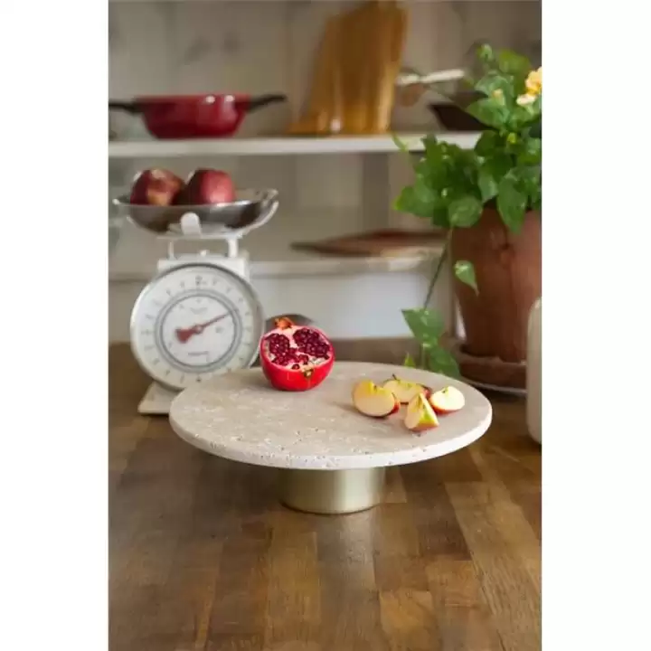 Akayev Traverten 28 Cm Metal Ayaklı Sunumluk