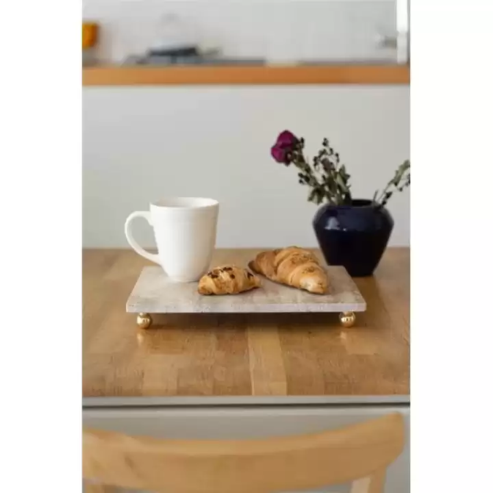 Akayev Traverten 30x15 Cm Altın Boncuk Ayaklı Sunumluk