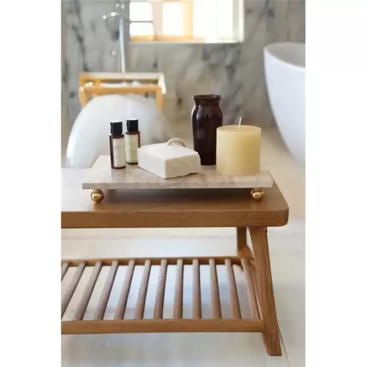 Akayev Traverten 30x20 Cm Altın Boncuk Ayaklı Sunumluk