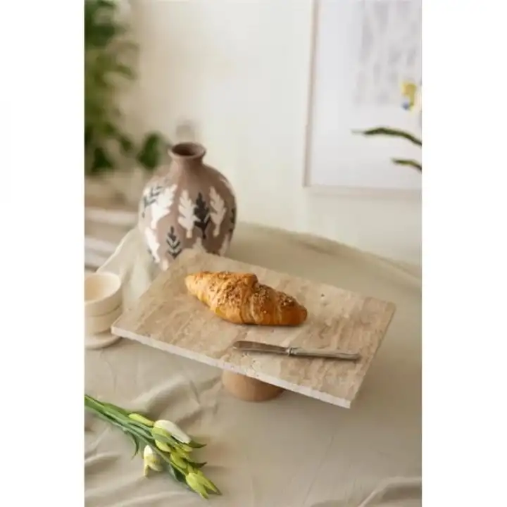 Akayev Traverten 30x20 Cm Konik Ahşap Ayaklı Sunumluk