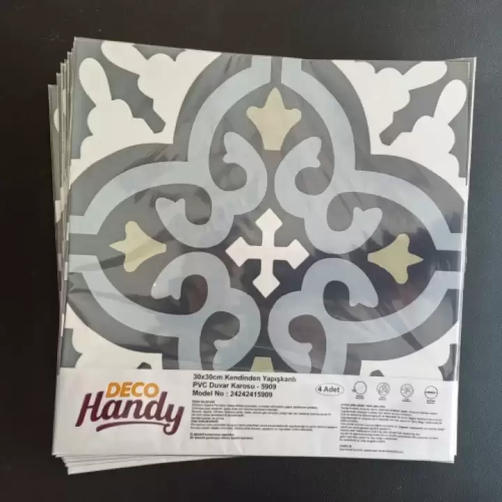 Decohandy  Pvc Duvar Karosu 30x30cm 4lü Paket - Çini Desen  0,36m2