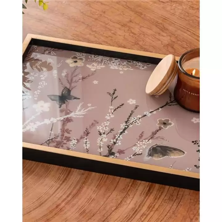 English Home Sweet Spring Dekoratif Tepsi 31x46 cm Pembe