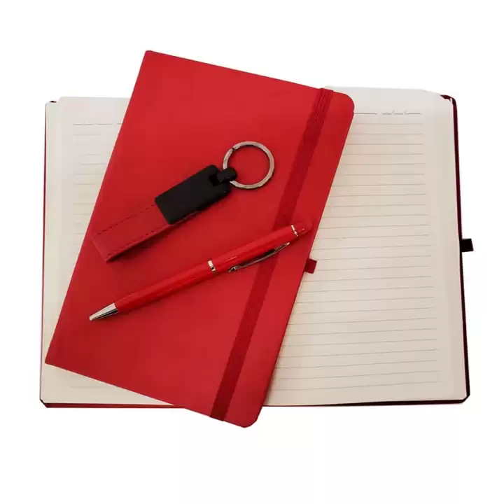 Kırmızı Defter Kalem Ve Anahtarlık Seti