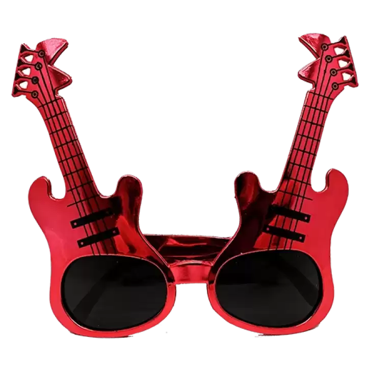 Kırmızı Renk Gitar Şekilli Parti Gözlüğü