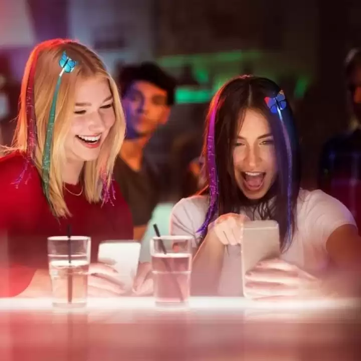 Led Fiber Optik Işıklı Kelebek Saç Klipsi