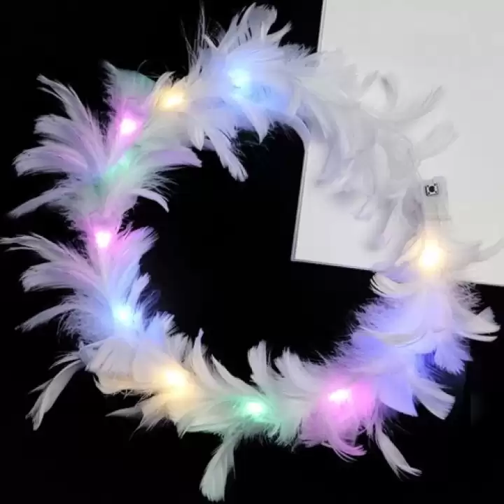 Led Işıklı Rgb 3 Fonksiyonlu Otrişli Parti Tacı Beyaz Renk