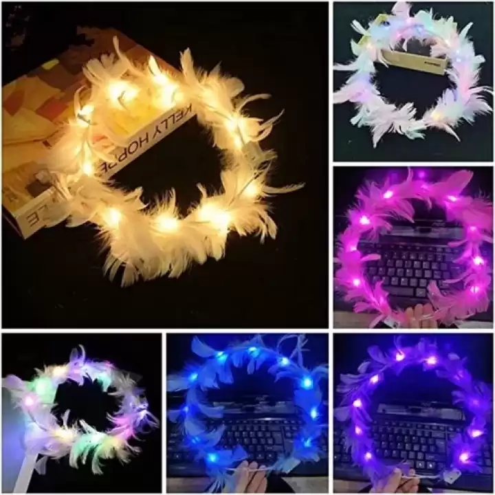 Led Işıklı Rgb 3 Fonksiyonlu Otrişli Parti Tacı Beyaz Renk