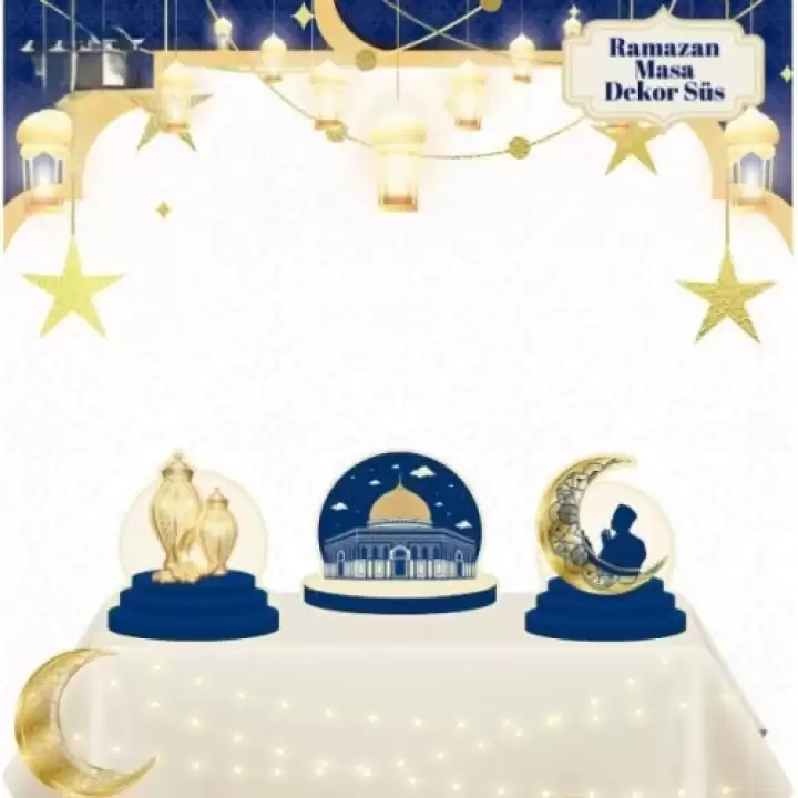 Masa Üstü 3lü Ramazan Süsü Lacivert