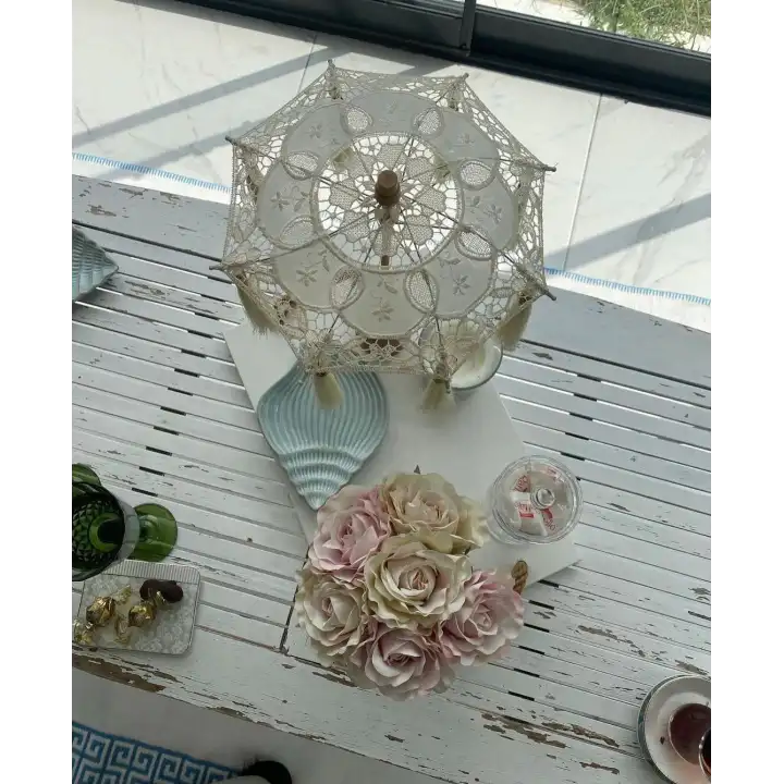 Masaüstü Dantelli Dekoratif Sunum Bali Şemsiyesi