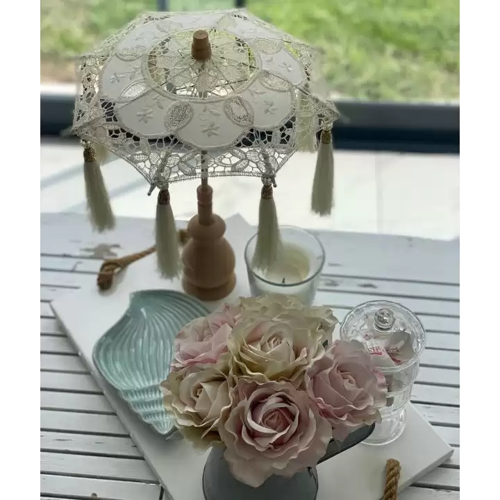 Masaüstü Dantelli Dekoratif Sunum Bali Şemsiyesi