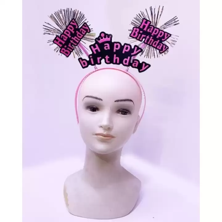 Neon Pembe Happy Birthday Tacı