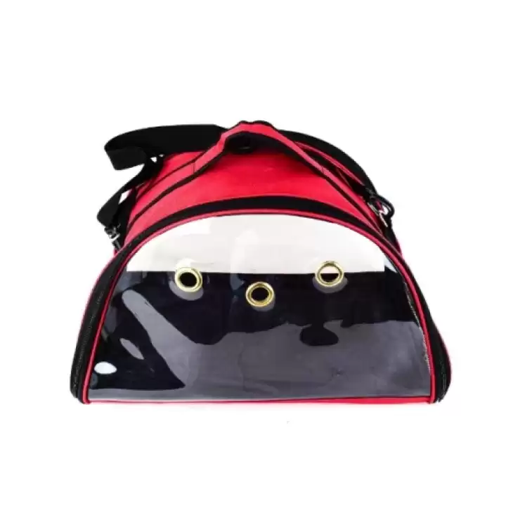 Şeffaf Kedi Ve Köpek Taşıma Çantası Kırmızı Xl Boy