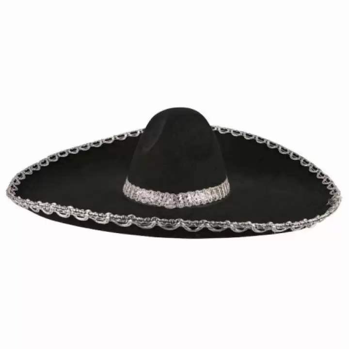 Sombrero Meksika Şapkası Gümüş Şeritli Yetişkin Boy