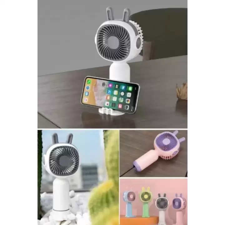 Telefon Tutuculu Şarjlı Mini El Fanı