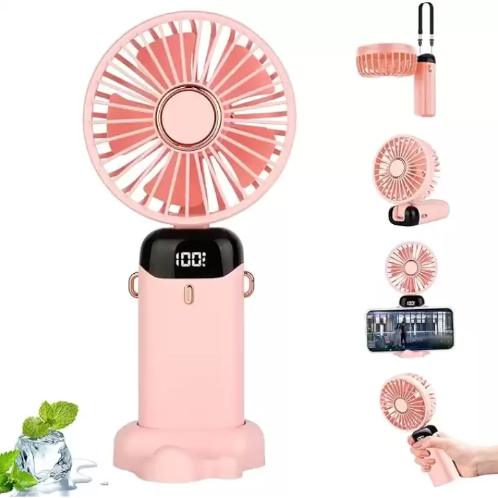 Usb Şarjlı Taşınabilir Katlanabilir El Fanı Pembe Renk