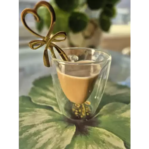 Kalpli Fiyonklu Gold Kahve Kaşığı 1 Adet