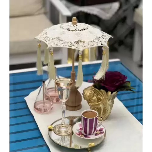 Masaüstü Dantelli Dekoratif Sunum Bali Şemsiyesi