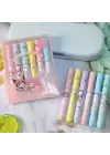 6lı Fosforlu Kalem Seti - Sanrio Karakterleri, Kuromi, Hello Kitty