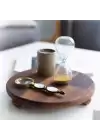 Akayev Ahşap 20 cm Ayaklı Sunum Tabağı - Pasta Tabağı - Doğal Sunumluk