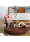 Akayev Ahşap 24 Cm Altın Boncuk Ayaklı Kuş Sunum Tabağı
