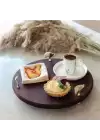 Akayev Ahşap 28 Cm Altın Ayak Ginkgo Yuvarlak Sunum Tabağı
