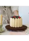 Akayev Ahşap 29 cm Altın Boncuk Ayaklı Sunum Tabağı