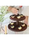Akayev Ahşap İki Katlı Sunum Tabağı