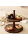 Akayev Ahşap İki Katlı Sunum Tabağı