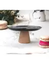 Akayev Ahşap Konik Ayaklı Siyah 25 Cm Sunumluk