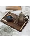 Akayev Ahşap Mat Altın L Dizayn 30x20 cm Tepsi