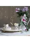 Akayev Mermer 25 Cm Beyaz Altın Boncuk Dal Sunum Tabağı