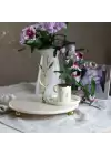 Akayev Mermer 25 Cm Beyaz Altın Boncuk Dal Sunum Tabağı
