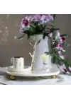 Akayev Mermer 25 Cm Beyaz Altın Boncuk Dal Sunum Tabağı