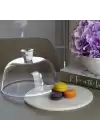 Akayev Mermer 25 Cm Beyaz Cam Fanus