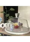 Akayev Mermer 25 Cm Beyaz Cam Fanus