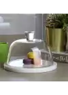 Akayev Mermer 25 Cm Beyaz Kalın Cam Fanus