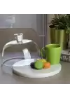 Akayev Mermer 25 Cm Beyaz Kalın Cam Fanus