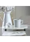 Akayev Mermer 25 Cm Füme Boncuk Ayaklı Beyaz Yuvarlak Sunumluk