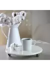 Akayev Mermer 25 Cm Füme Boncuk Ayaklı Beyaz Yuvarlak Sunumluk