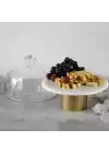 Akayev Mermer 25 Cm Metal Ayaklı Beyaz Cam Fanus
