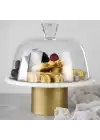 Akayev Mermer 25 Cm Metal Ayaklı Beyaz Cam Fanus