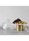 Akayev Mermer 25 Cm Metal Ayaklı Beyaz Cam Fanus